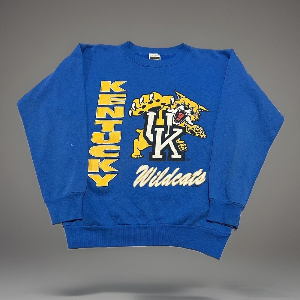 VTG 90s Tultex Mens Blue University Kentucky UK Wildcats Crewneck Sweatshirt L